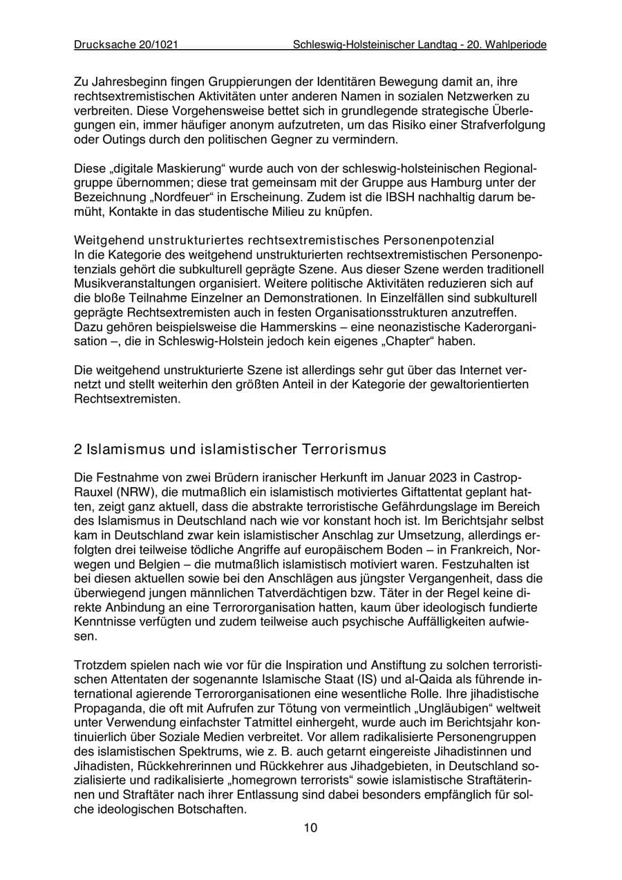 Seite 12 des Verfassungsschutzbericht 2022 Schleswig-Holstein