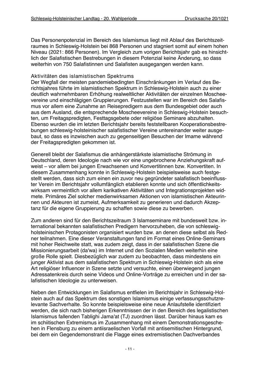 Seite 13 des Verfassungsschutzbericht 2022 Schleswig-Holstein