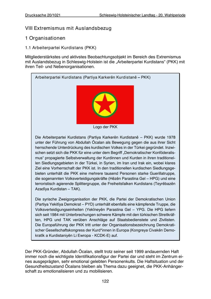 Seite 124 des Verfassungsschutzbericht 2022 Schleswig-Holstein