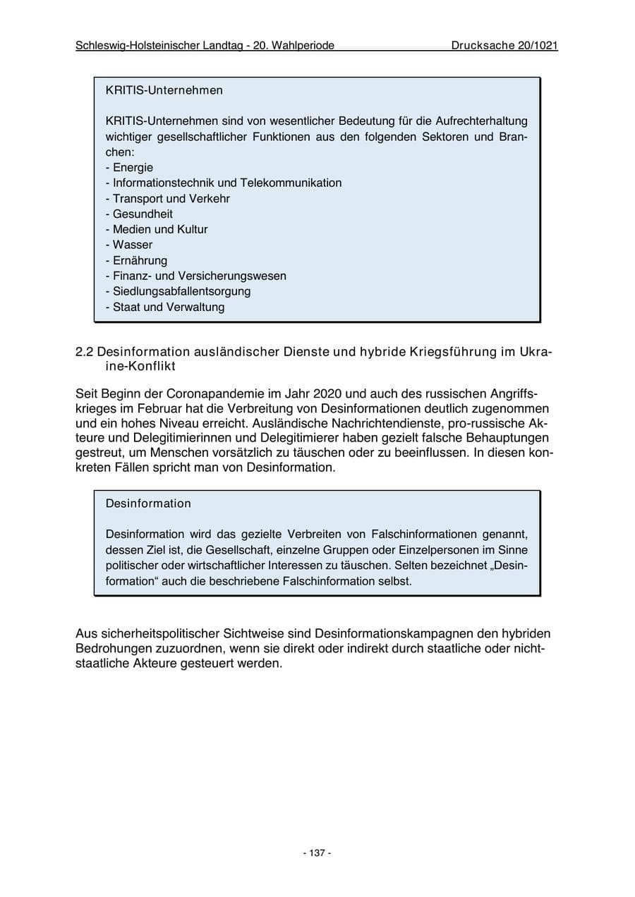 Seite 139 des Verfassungsschutzbericht 2022 Schleswig-Holstein