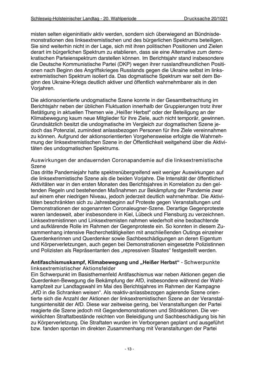 Seite 15 des Verfassungsschutzbericht 2022 Schleswig-Holstein