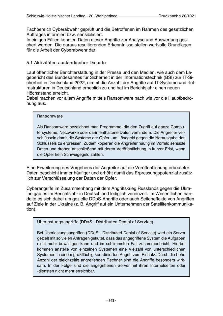 Seite 145 des Verfassungsschutzbericht 2022 Schleswig-Holstein
