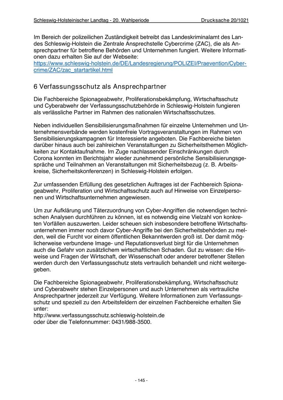Seite 147 des Verfassungsschutzbericht 2022 Schleswig-Holstein