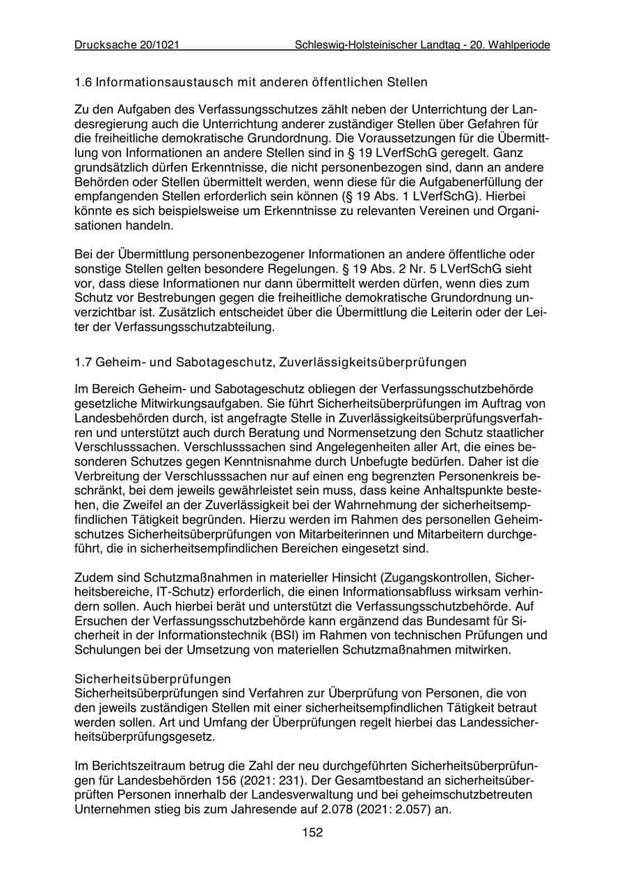 Seite 154 des Verfassungsschutzbericht 2022 Schleswig-Holstein
