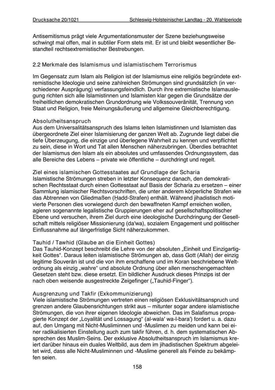 Seite 160 des Verfassungsschutzbericht 2022 Schleswig-Holstein