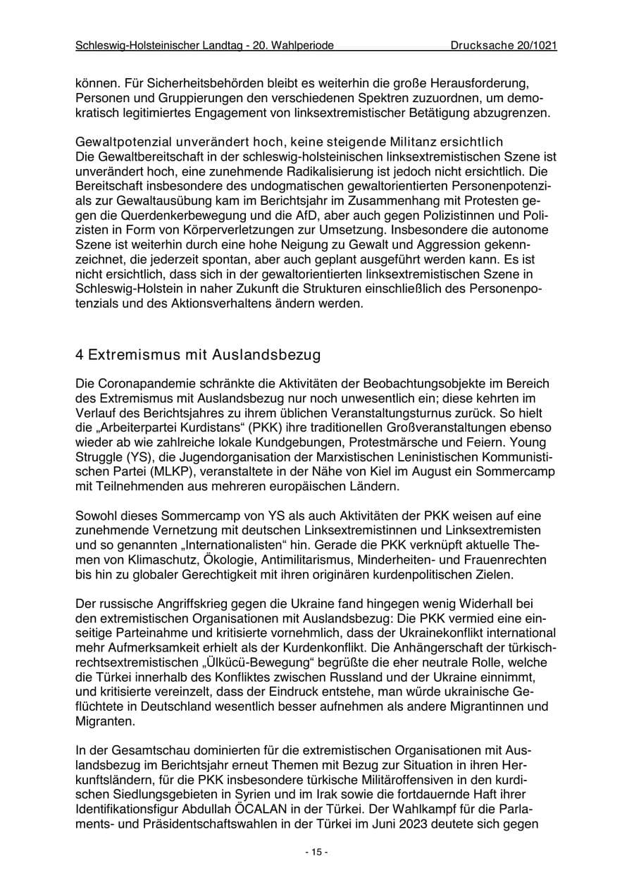 Seite 17 des Verfassungsschutzbericht 2022 Schleswig-Holstein