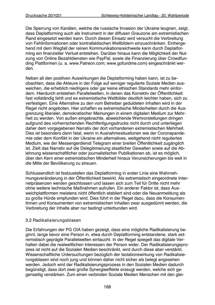 Seite 170 des Verfassungsschutzbericht 2022 Schleswig-Holstein