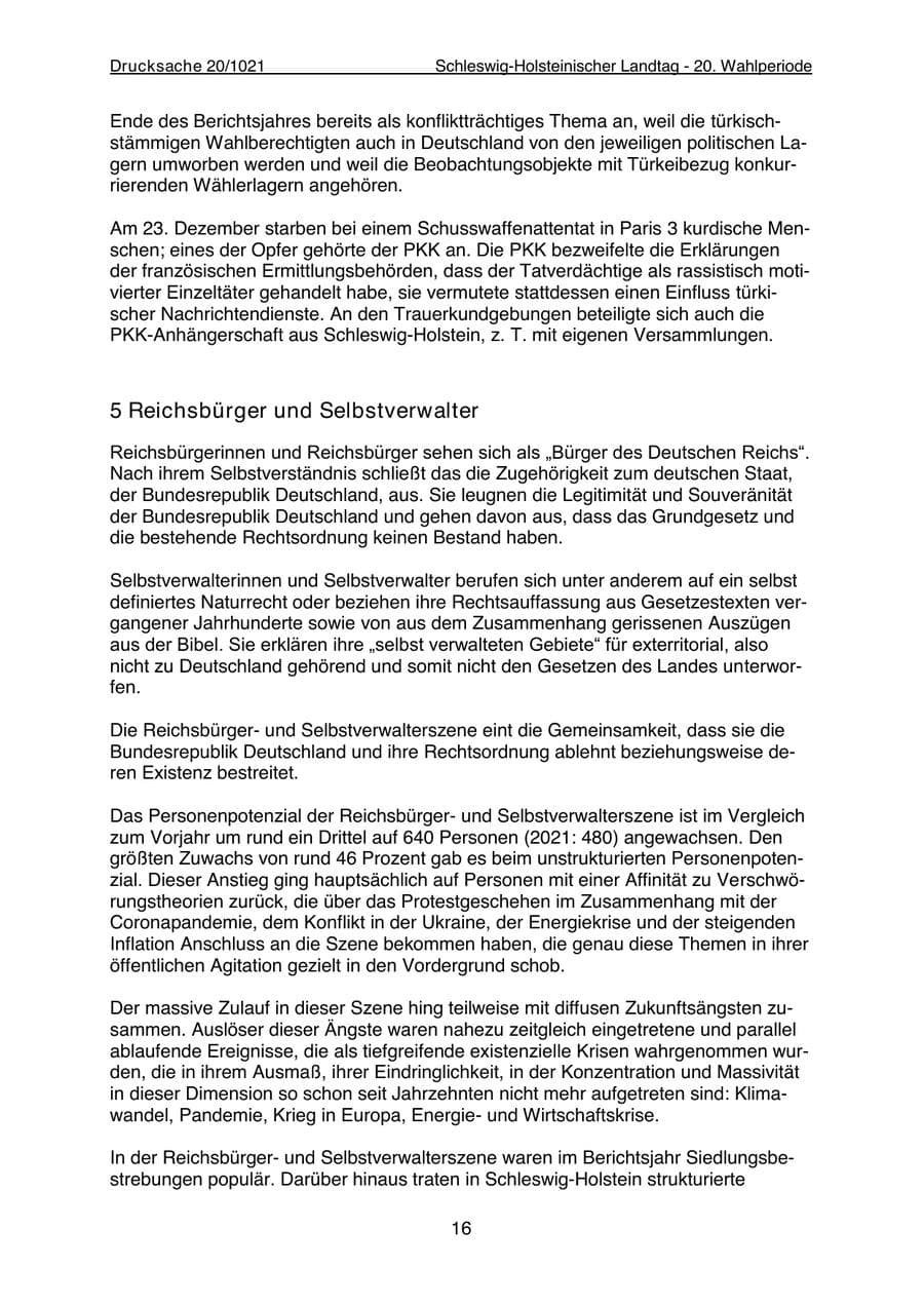 Seite 18 des Verfassungsschutzbericht 2022 Schleswig-Holstein