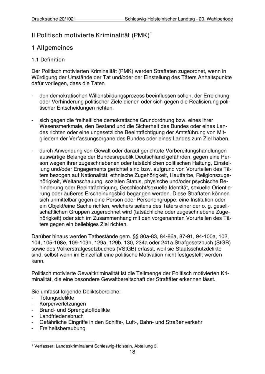 Seite 20 des Verfassungsschutzbericht 2022 Schleswig-Holstein