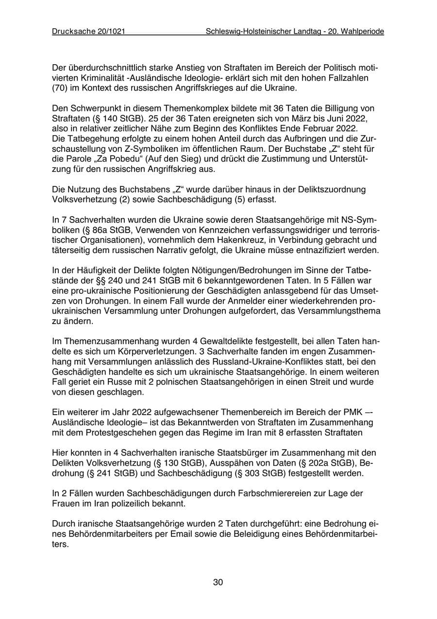 Seite 32 des Verfassungsschutzbericht 2022 Schleswig-Holstein