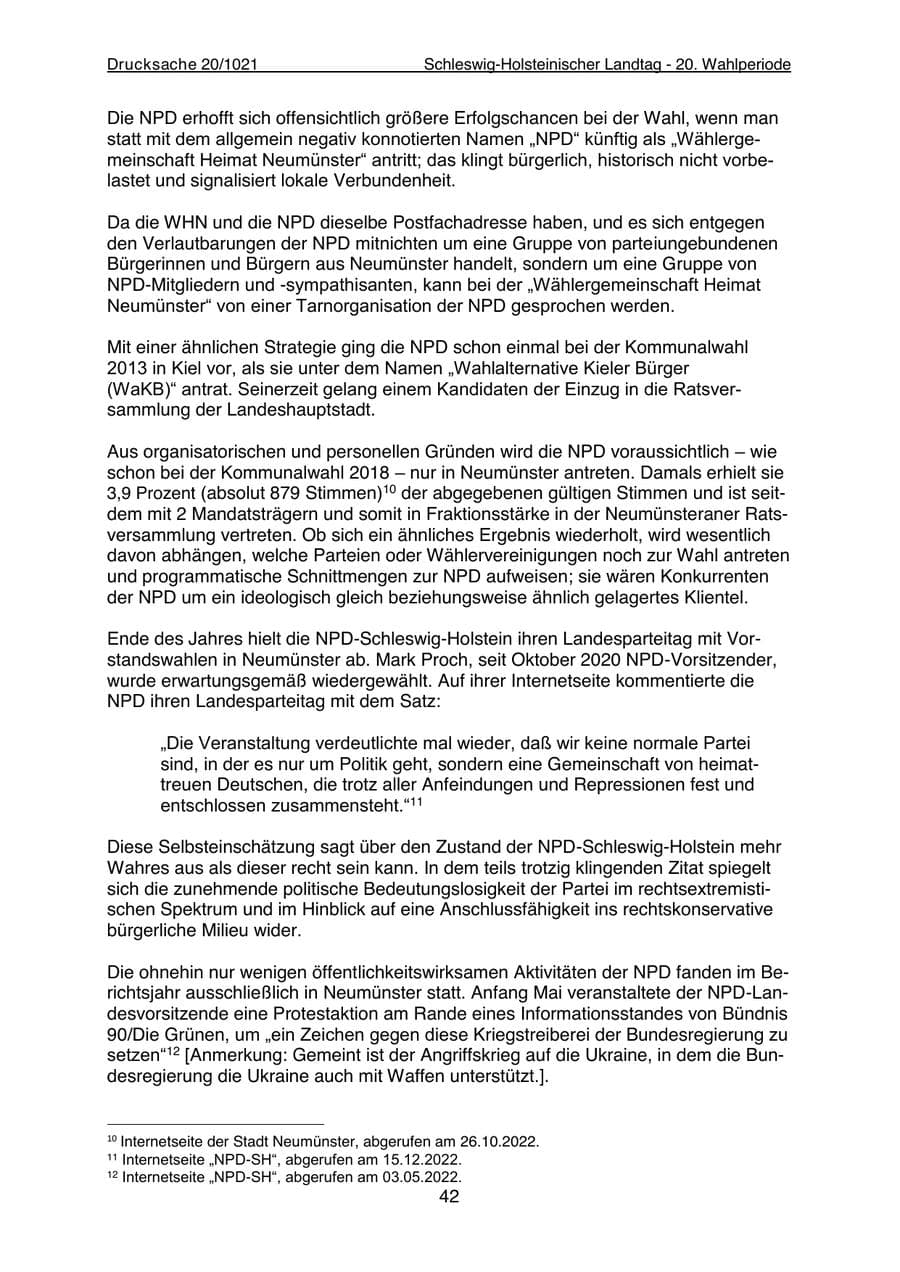 Seite 44 des Verfassungsschutzbericht 2022 Schleswig-Holstein