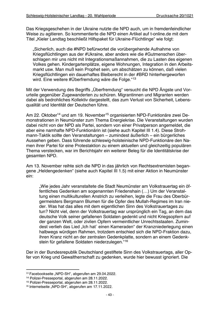 Seite 45 des Verfassungsschutzbericht 2022 Schleswig-Holstein