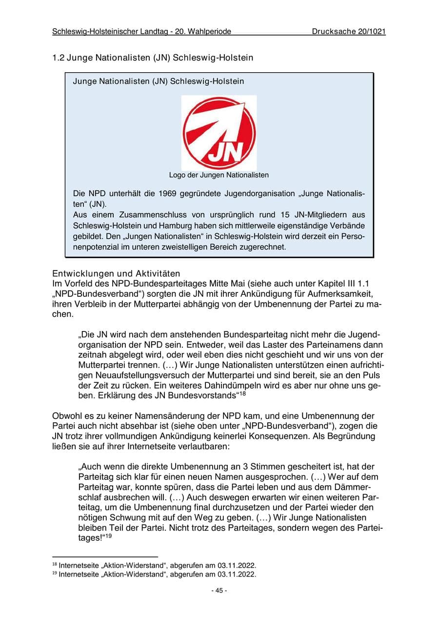 Seite 47 des Verfassungsschutzbericht 2022 Schleswig-Holstein