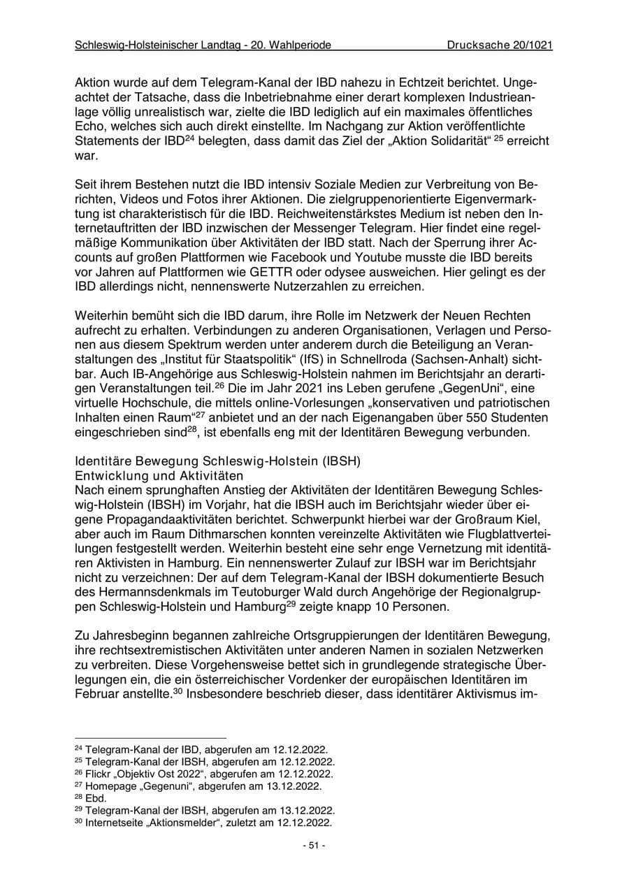 Seite 53 des Verfassungsschutzbericht 2022 Schleswig-Holstein