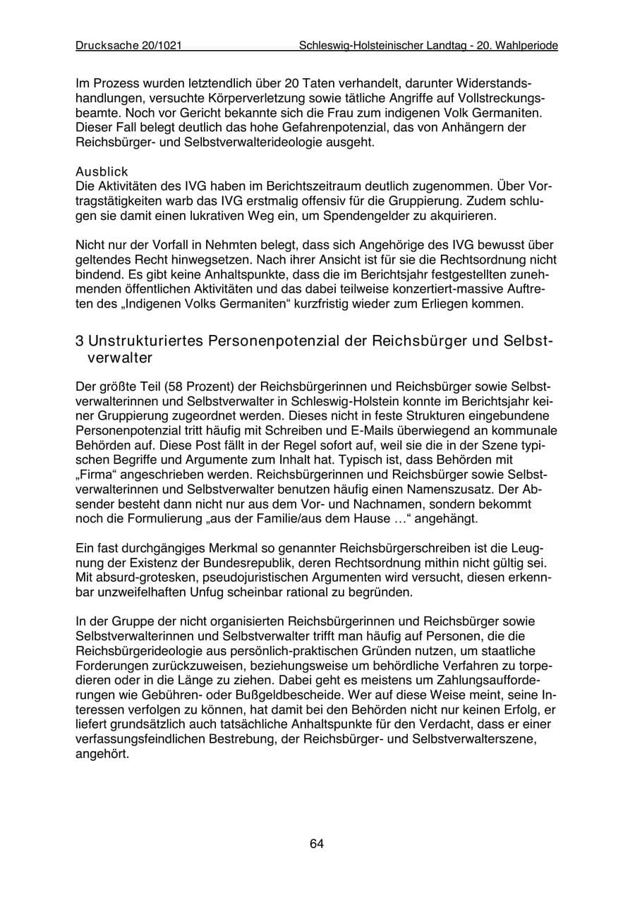 Seite 66 des Verfassungsschutzbericht 2022 Schleswig-Holstein