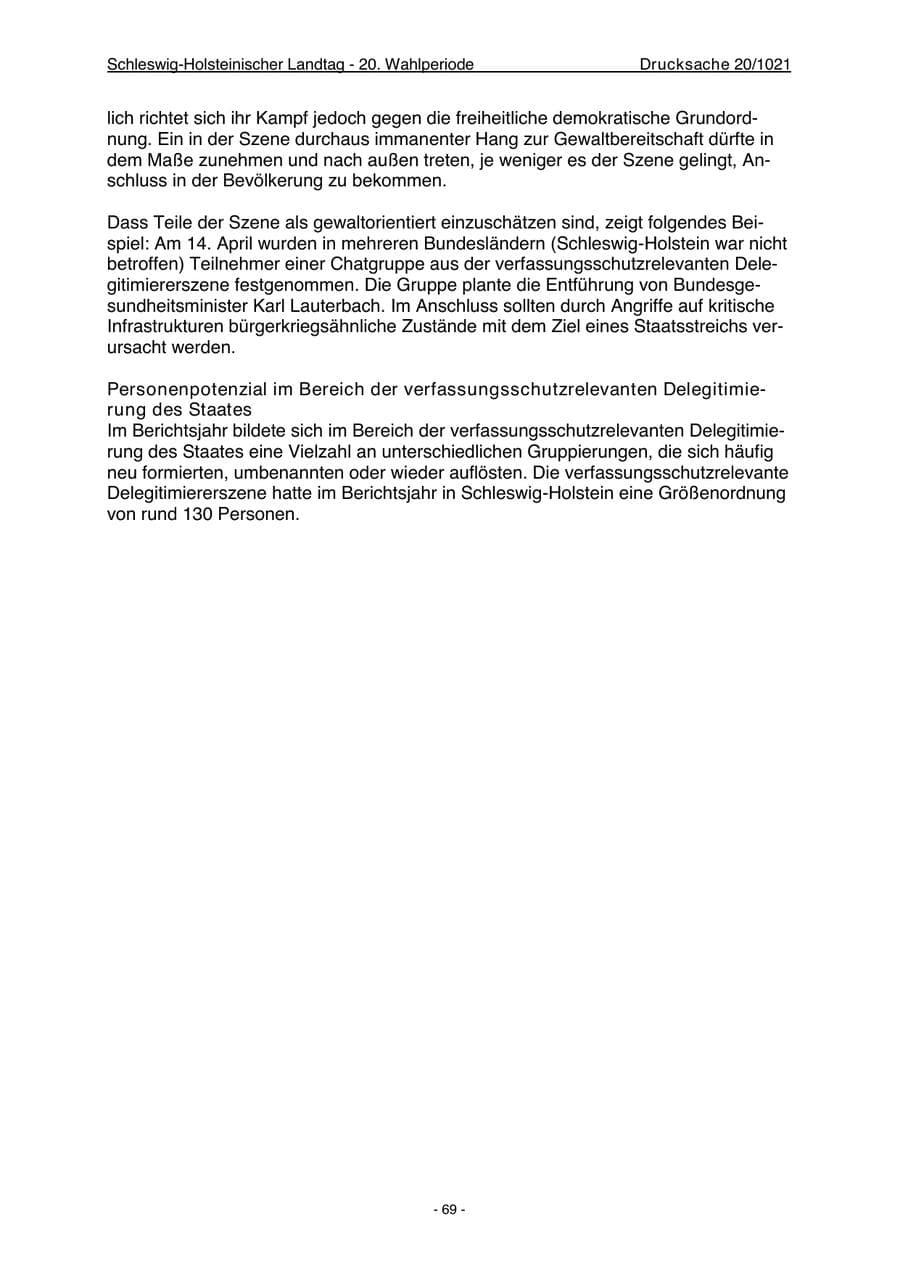 Seite 71 des Verfassungsschutzbericht 2022 Schleswig-Holstein