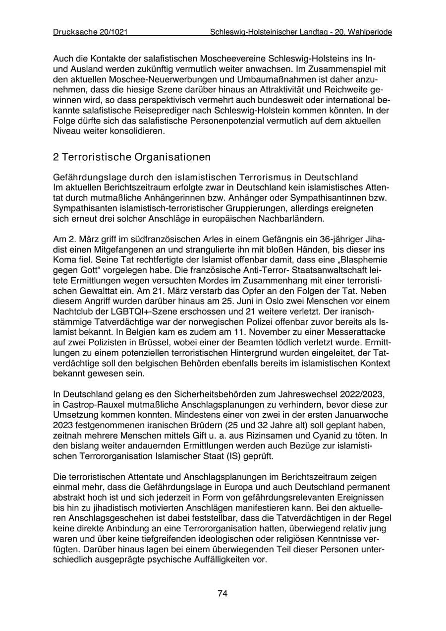 Seite 76 des Verfassungsschutzbericht 2022 Schleswig-Holstein