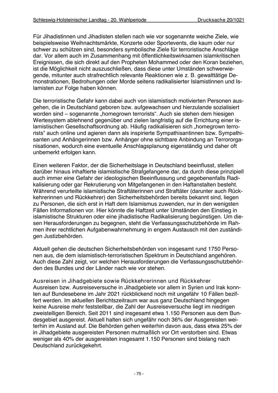 Seite 77 des Verfassungsschutzbericht 2022 Schleswig-Holstein