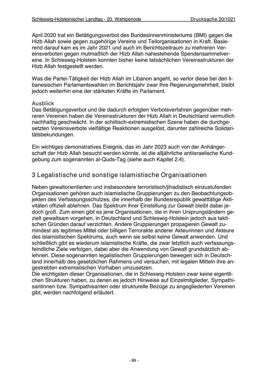 Seite 91 des Verfassungsschutzbericht 2022 Schleswig-Holstein