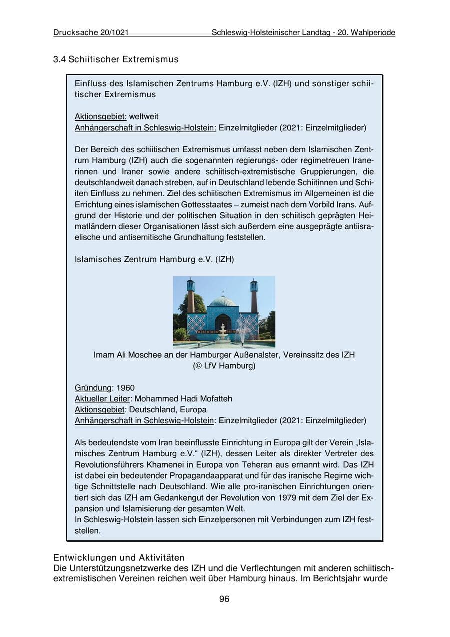 Seite 98 des Verfassungsschutzbericht 2022 Schleswig-Holstein