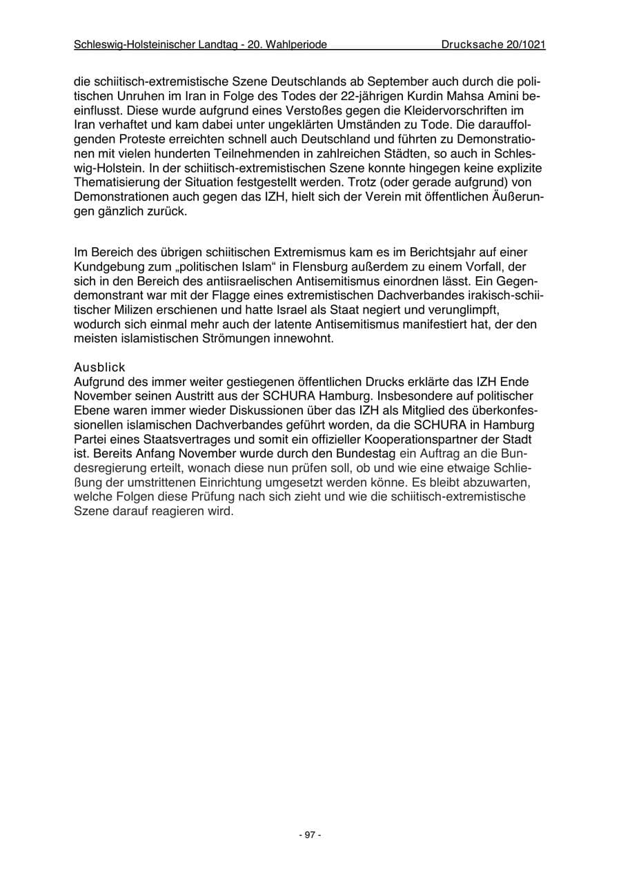 Seite 99 des Verfassungsschutzbericht 2022 Schleswig-Holstein
