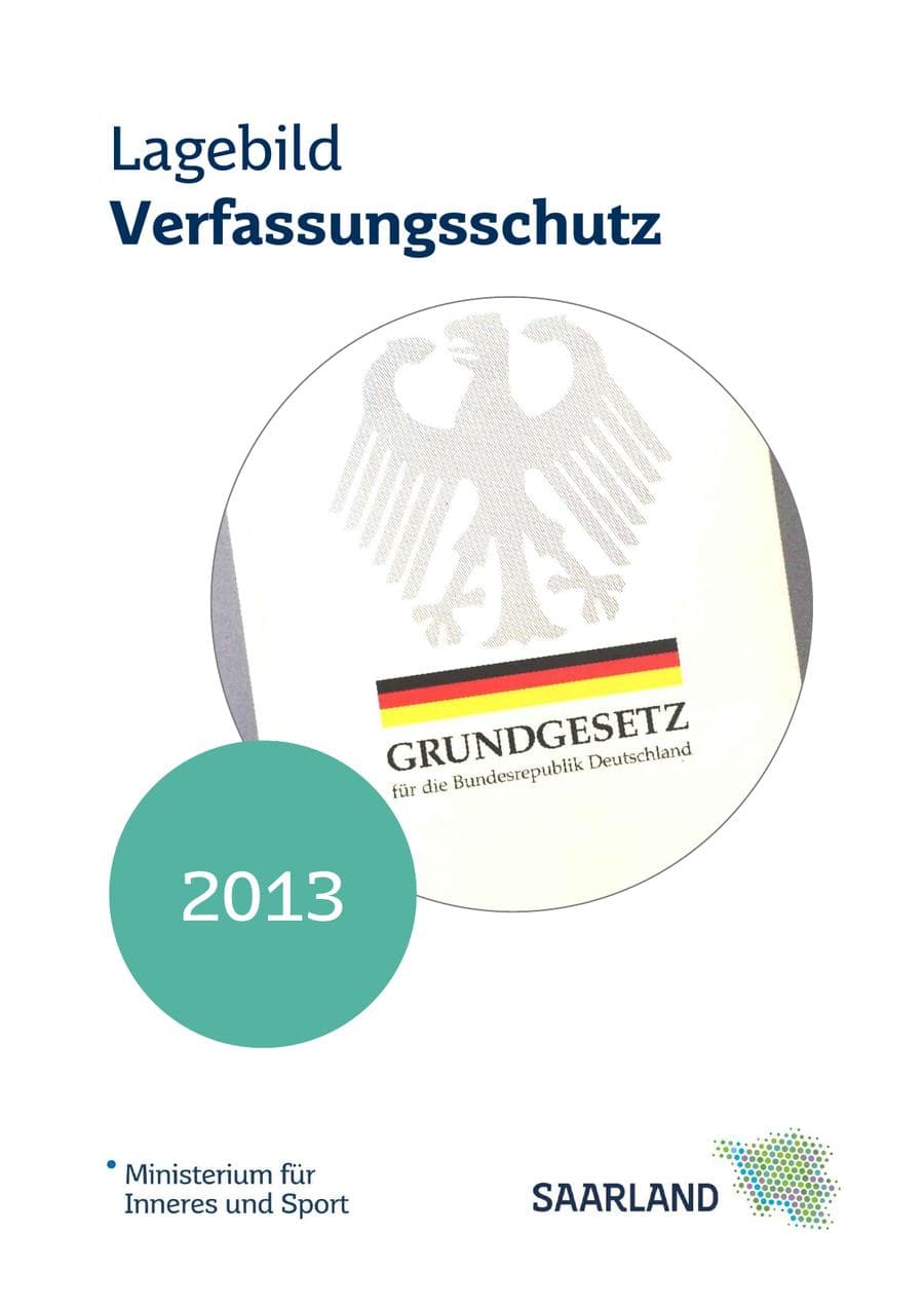 Seite 1 des Verfassungsschutzbericht 2013 Saarland