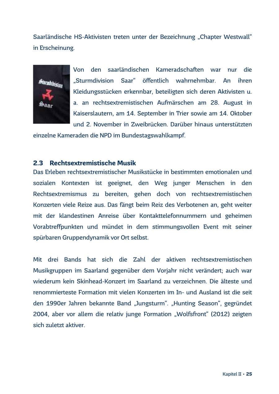 Seite 25 des Verfassungsschutzbericht 2013 Saarland