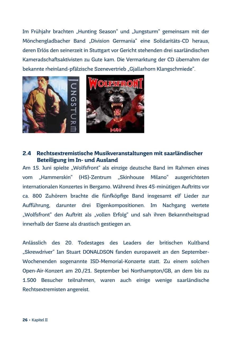 Seite 26 des Verfassungsschutzbericht 2013 Saarland