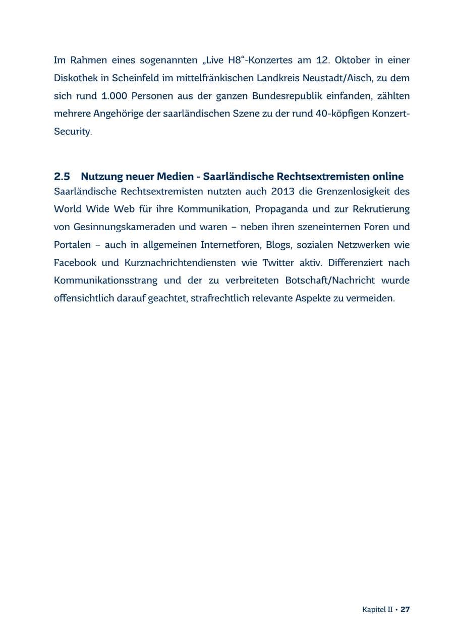Seite 27 des Verfassungsschutzbericht 2013 Saarland