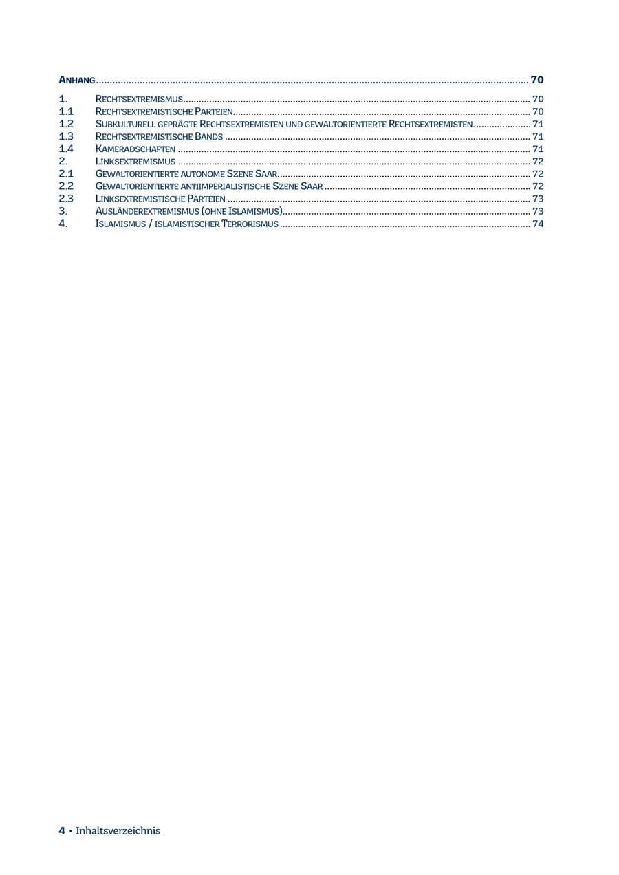 Seite 4 des Verfassungsschutzbericht 2013 Saarland