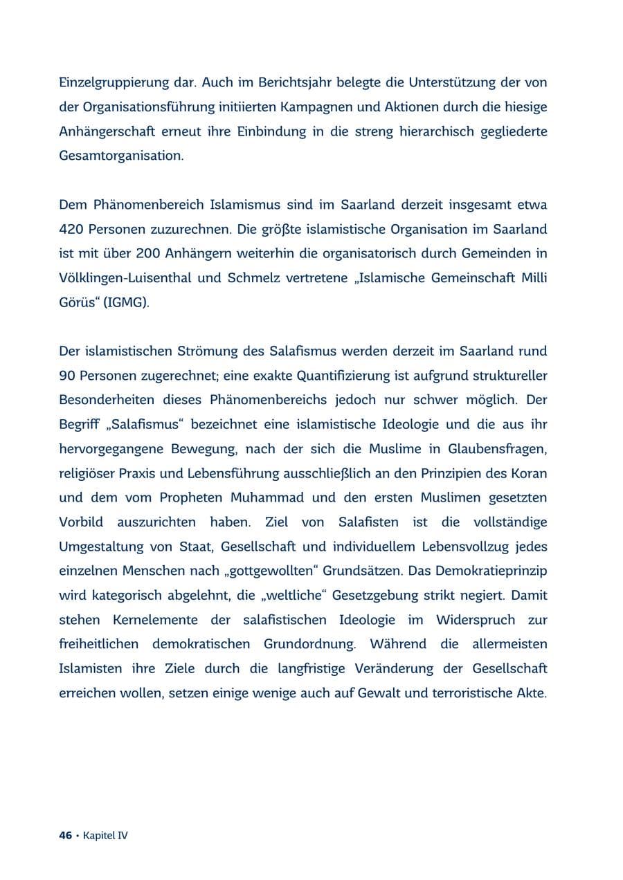 Seite 46 des Verfassungsschutzbericht 2013 Saarland