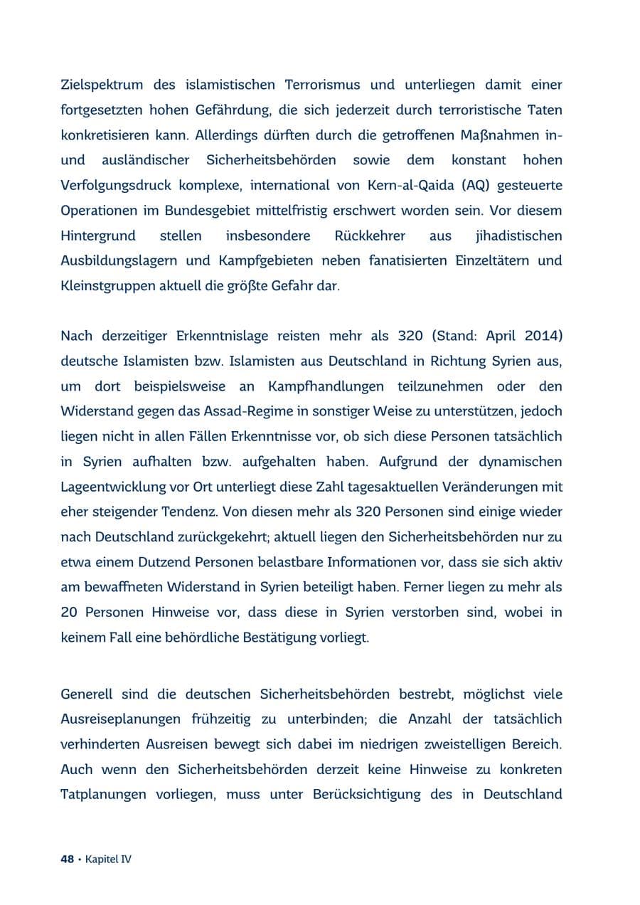 Seite 48 des Verfassungsschutzbericht 2013 Saarland