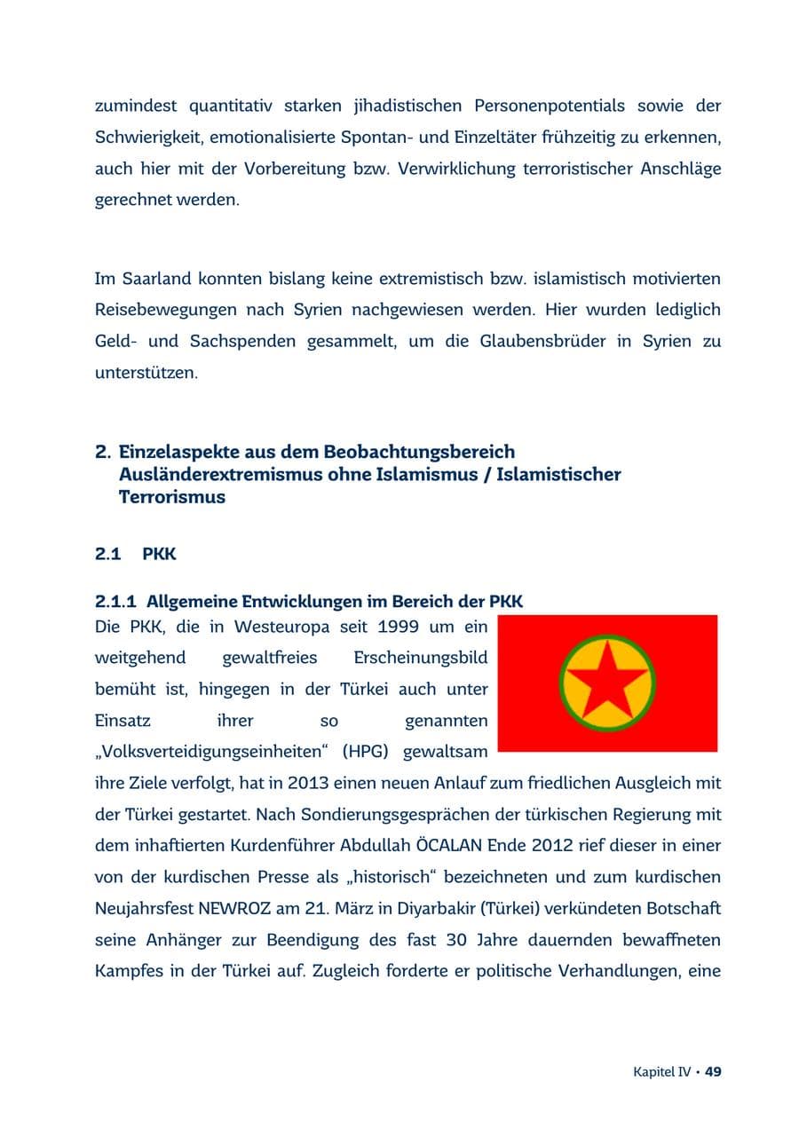 Seite 49 des Verfassungsschutzbericht 2013 Saarland