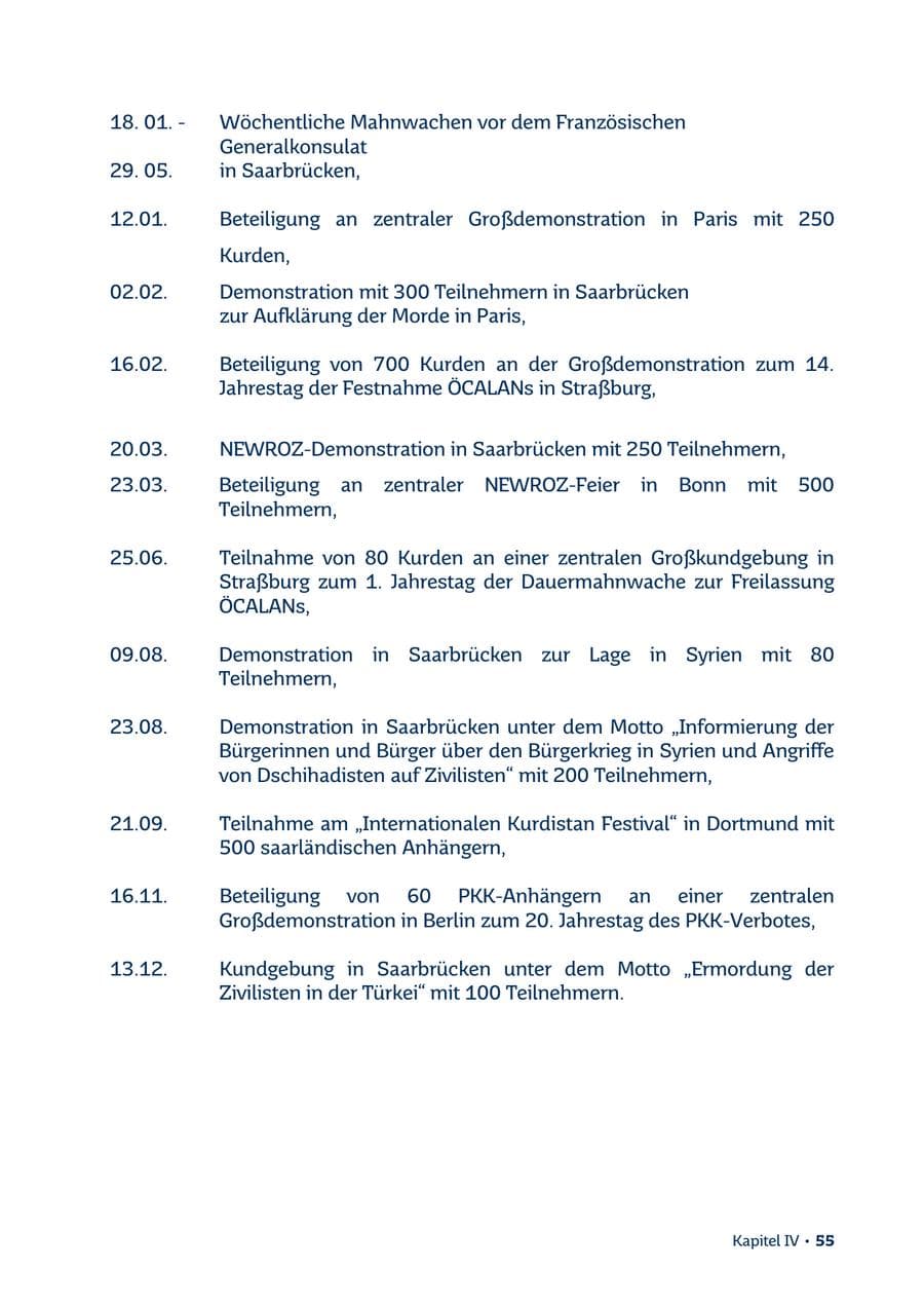 Seite 55 des Verfassungsschutzbericht 2013 Saarland
