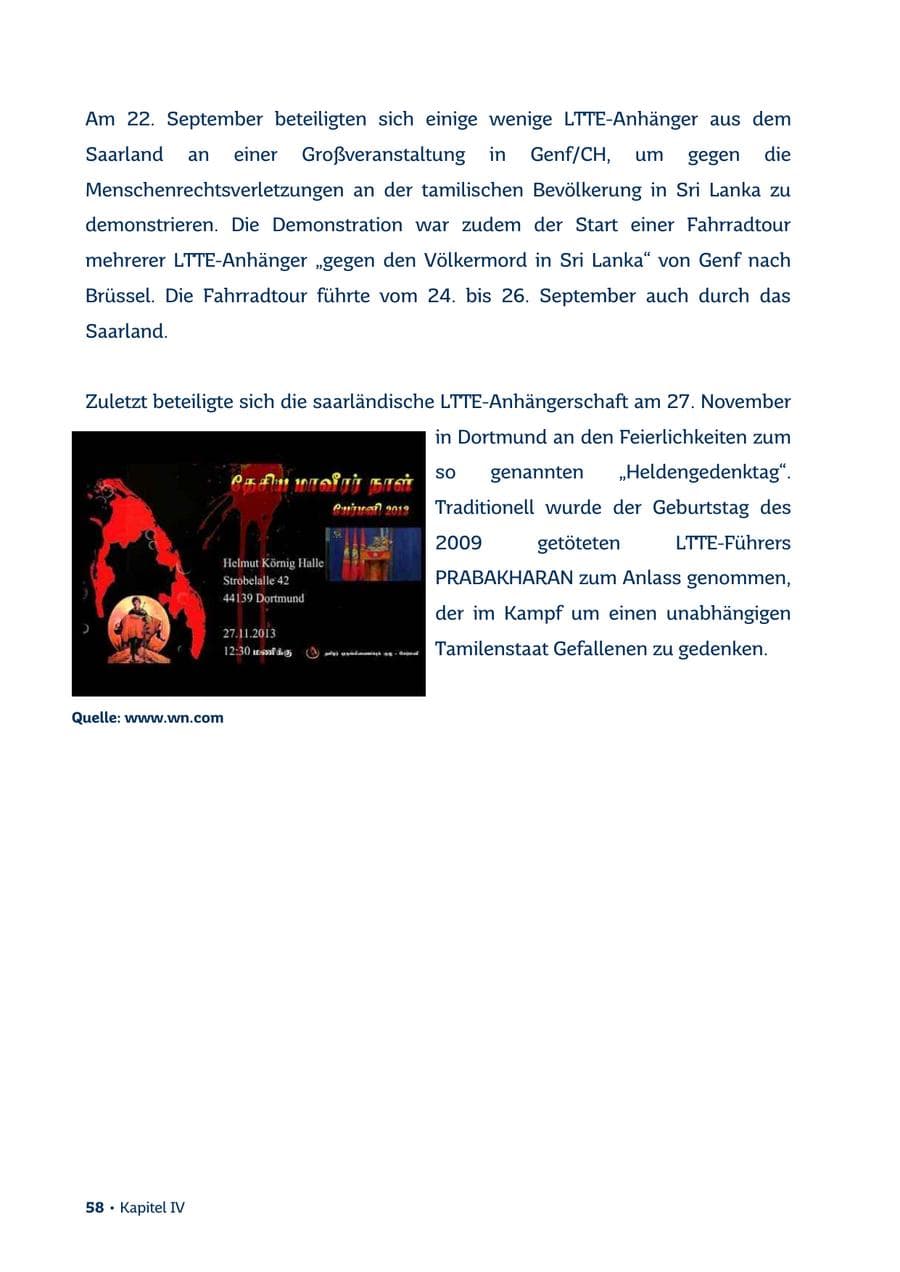Seite 58 des Verfassungsschutzbericht 2013 Saarland