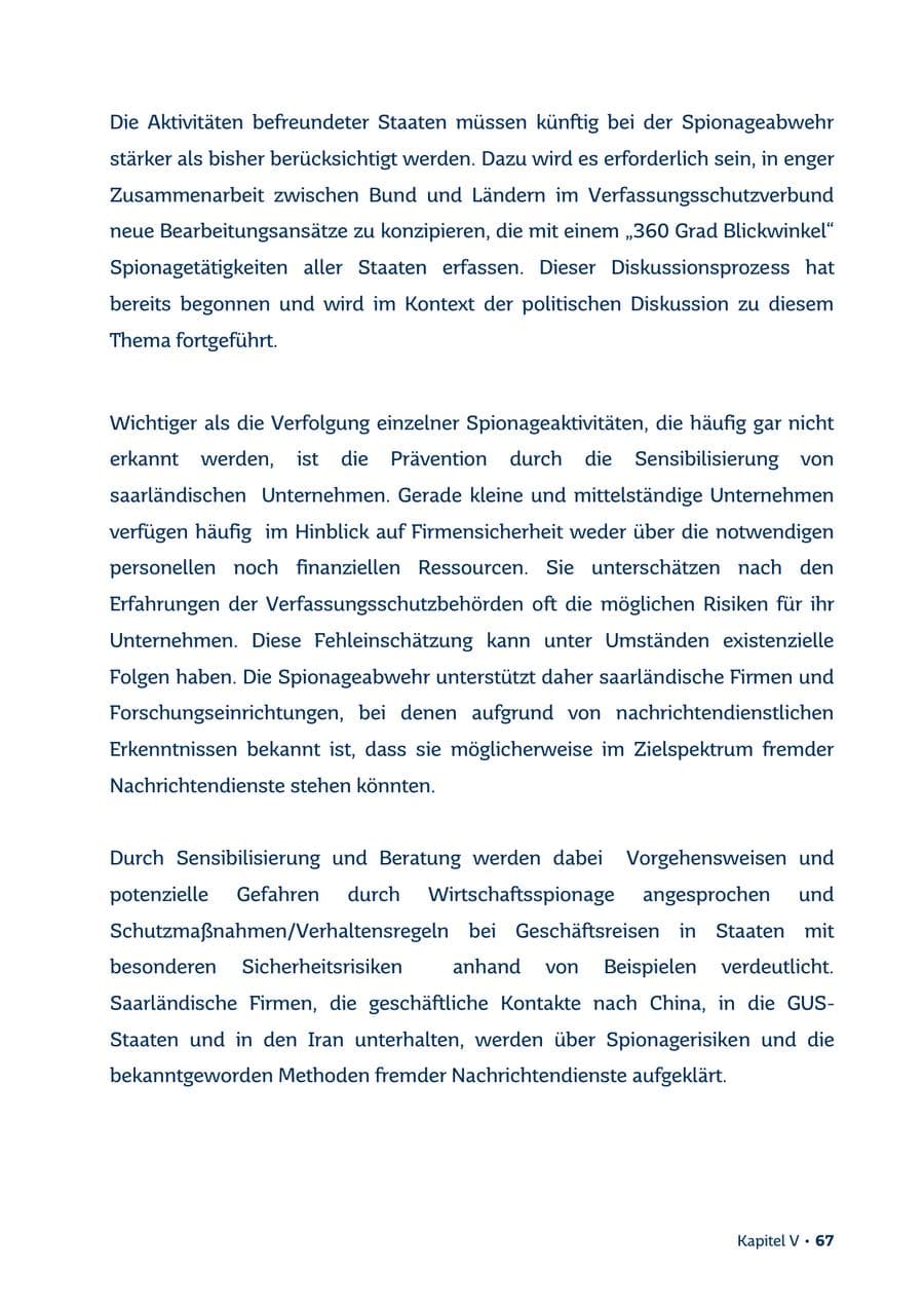 Seite 67 des Verfassungsschutzbericht 2013 Saarland