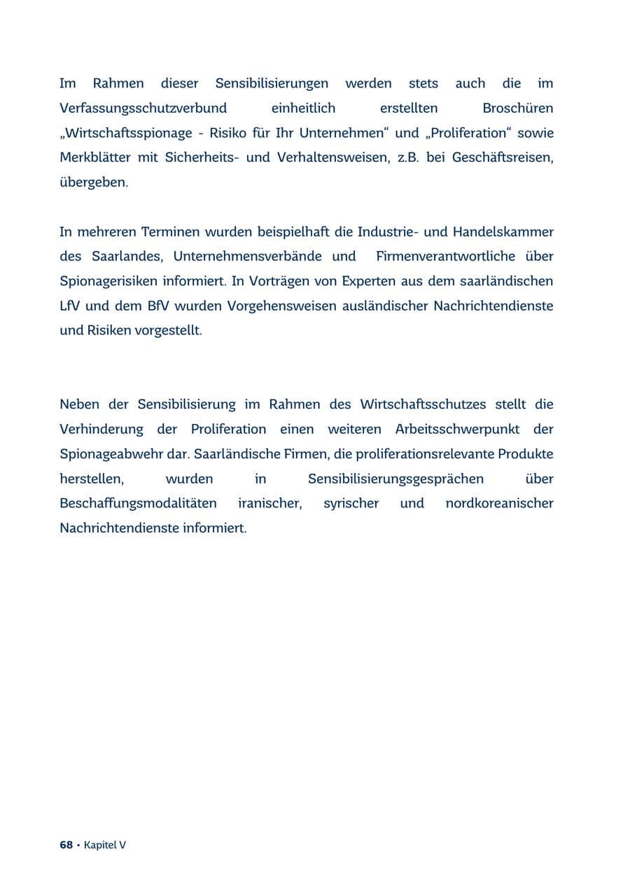 Seite 68 des Verfassungsschutzbericht 2013 Saarland
