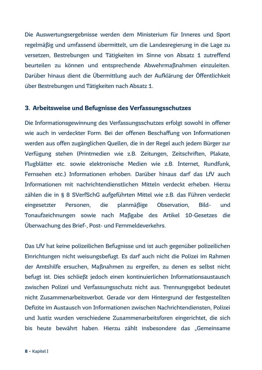 Seite 8 des Verfassungsschutzbericht 2013 Saarland
