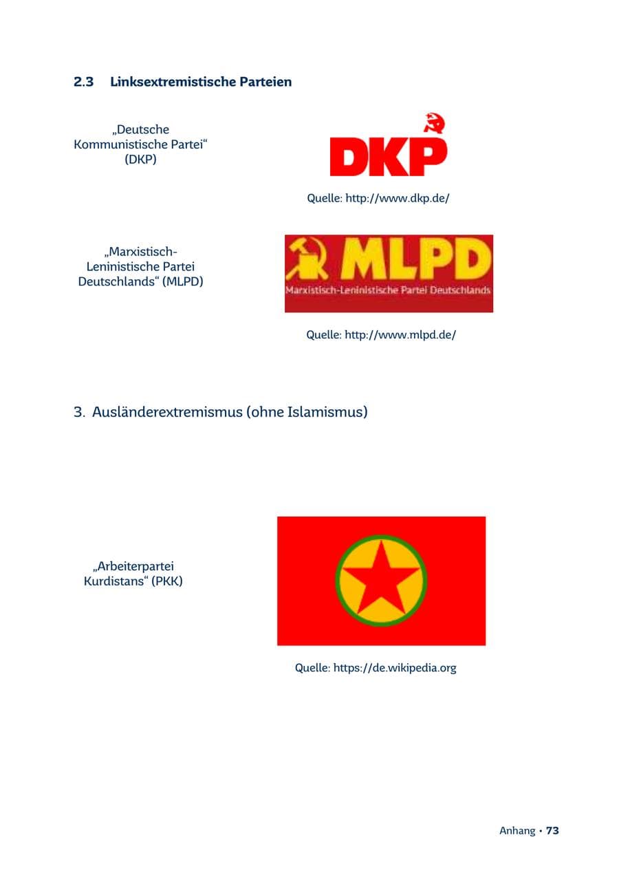 Seite 73 des Verfassungsschutzbericht 2013 Saarland