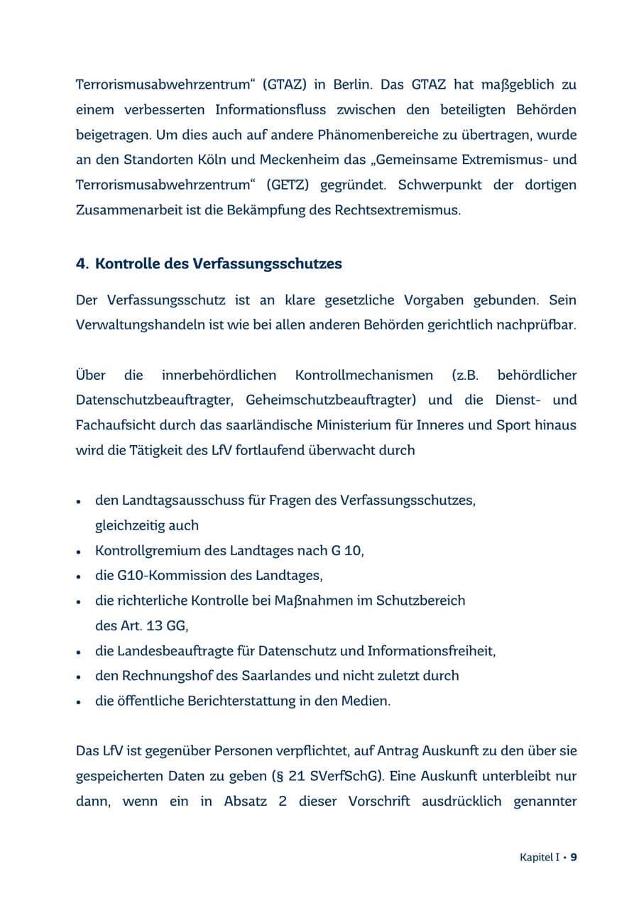 Seite 9 des Verfassungsschutzbericht 2013 Saarland