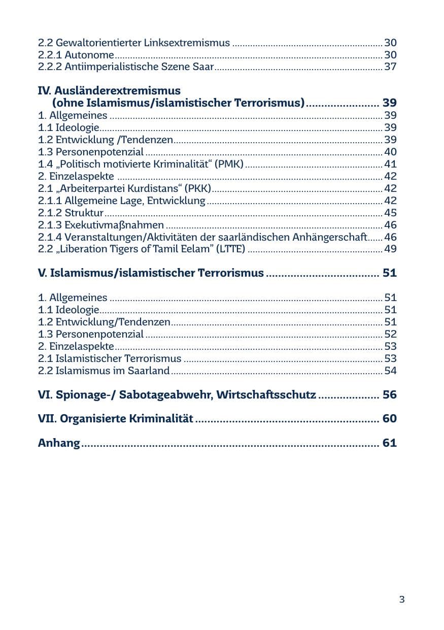 Seite 3 des Verfassungsschutzbericht 2014 Saarland