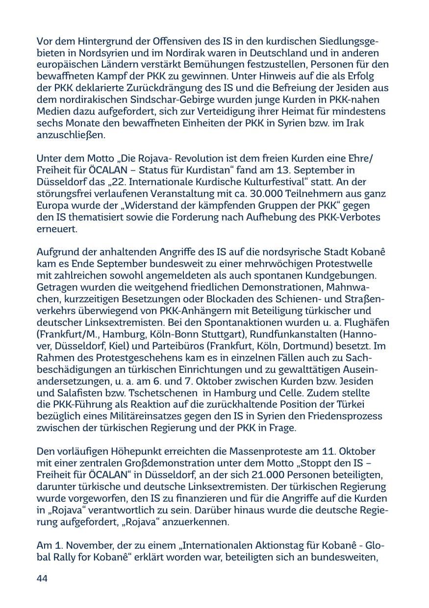 Seite 44 des Verfassungsschutzbericht 2014 Saarland