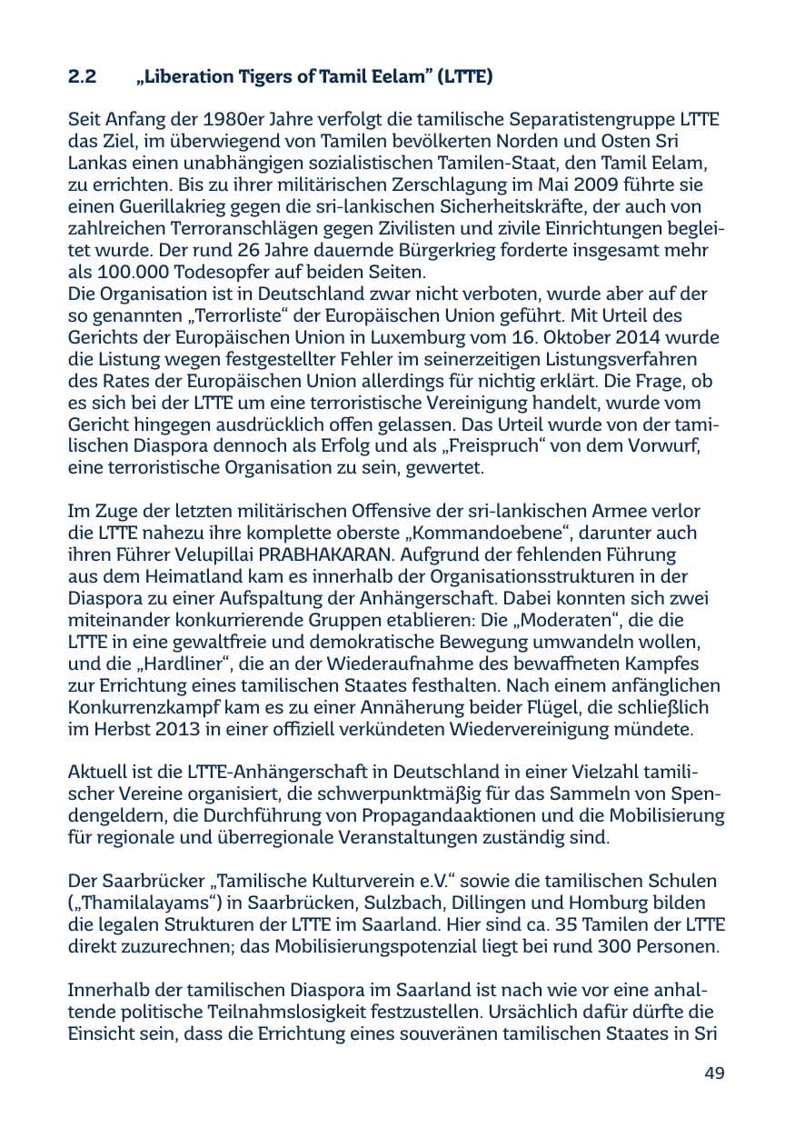 Seite 49 des Verfassungsschutzbericht 2014 Saarland