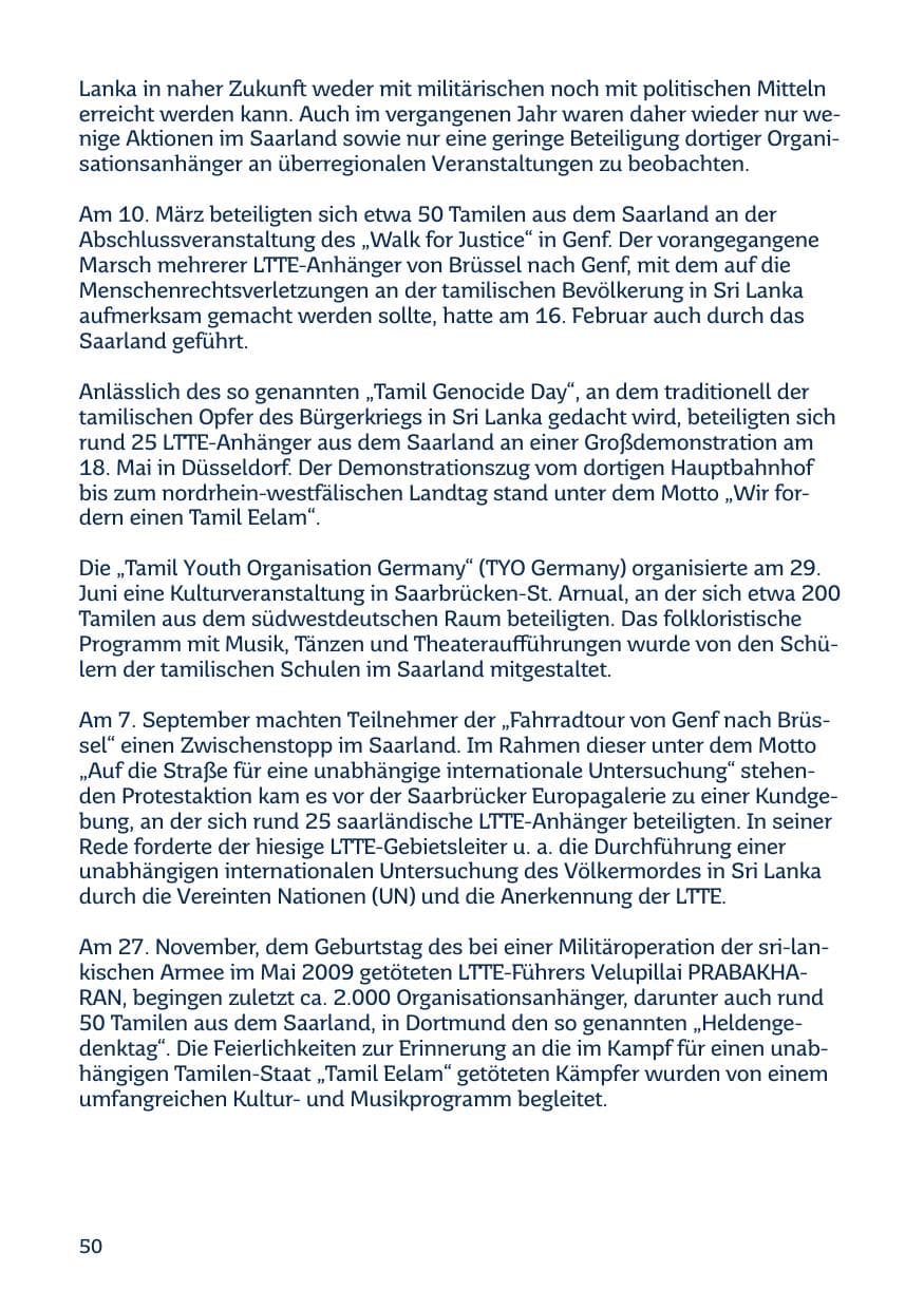 Seite 50 des Verfassungsschutzbericht 2014 Saarland