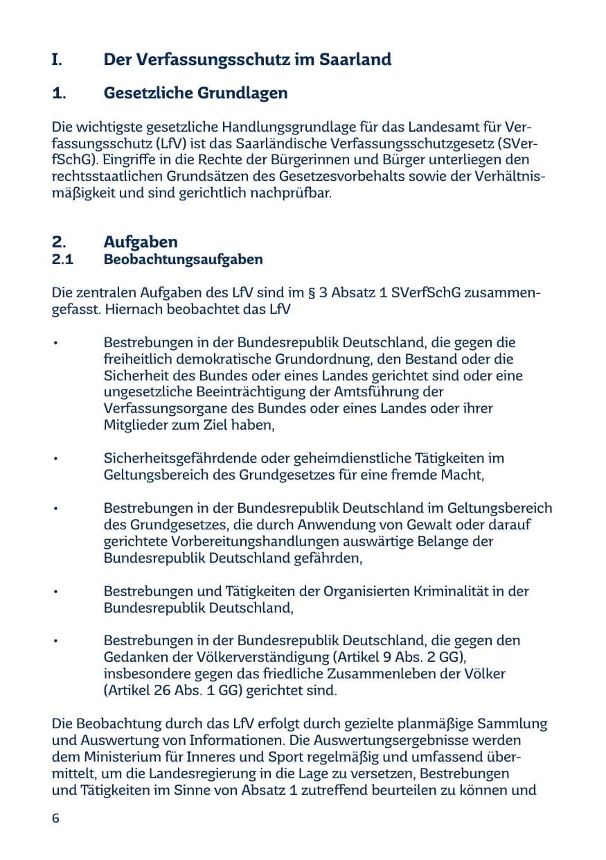 Seite 6 des Verfassungsschutzbericht 2014 Saarland