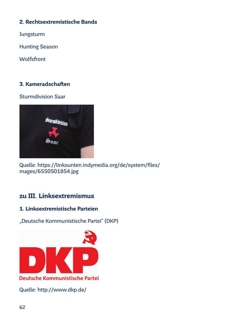 Seite 62 des Verfassungsschutzbericht 2014 Saarland