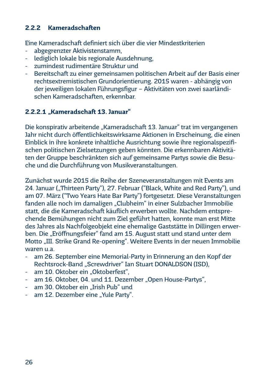 Seite 26 des Verfassungsschutzbericht 2015 Saarland