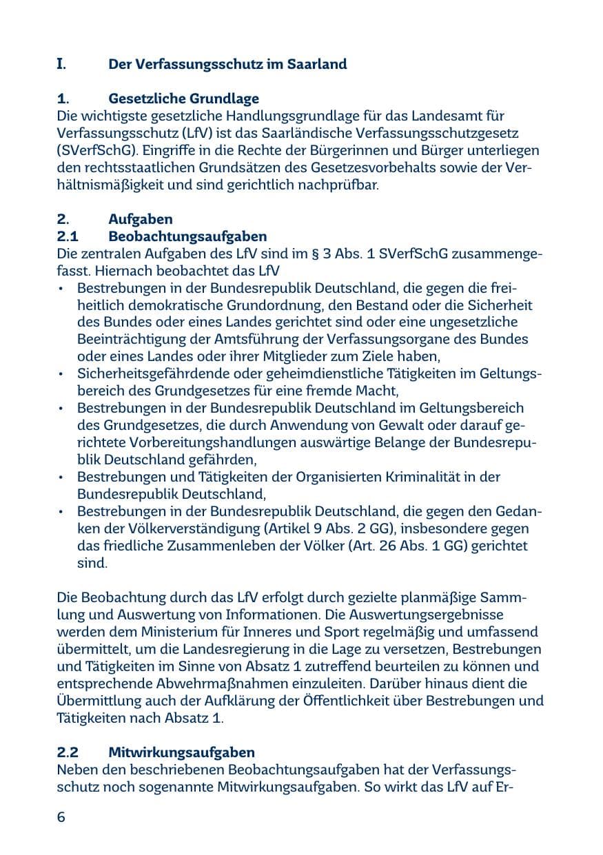 Seite 6 des Verfassungsschutzbericht 2015 Saarland
