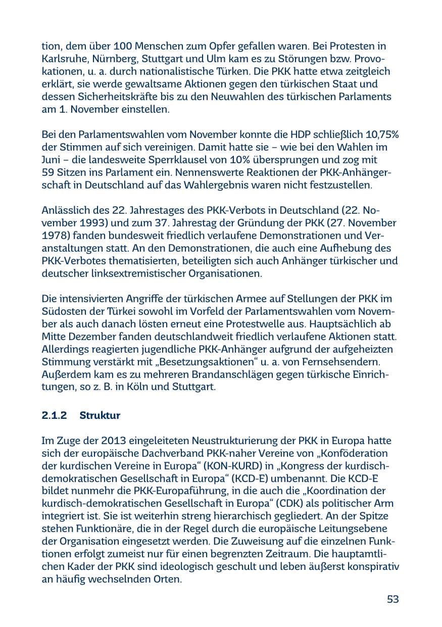 Seite 53 des Verfassungsschutzbericht 2015 Saarland
