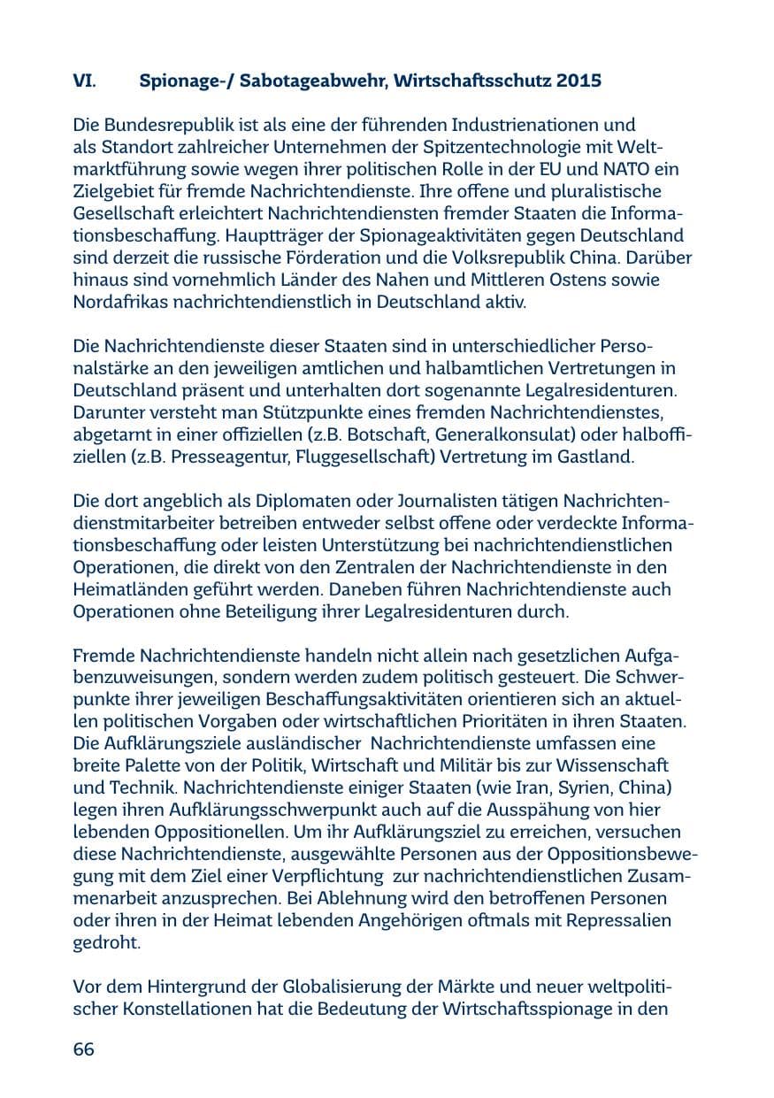 Seite 66 des Verfassungsschutzbericht 2015 Saarland